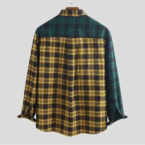 100% Cotton Plaid Patchwork Shirts