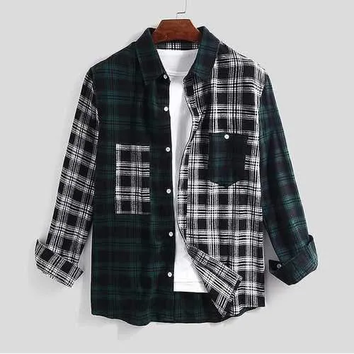 100% Cotton Plaid Patchwork Shirts