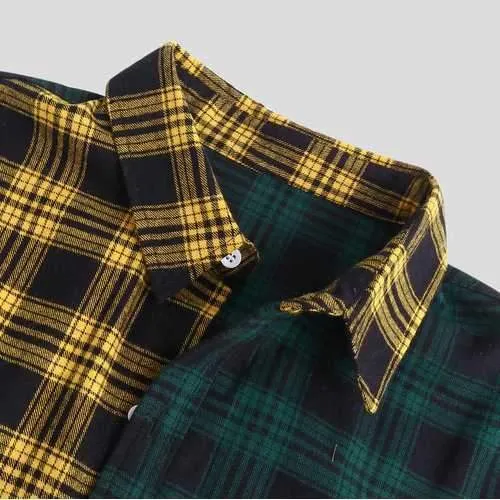 100% Cotton Plaid Patchwork Shirts