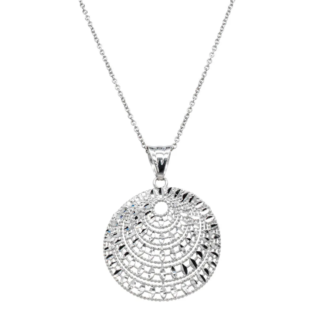 14ct White Gold Sunburst Pendant