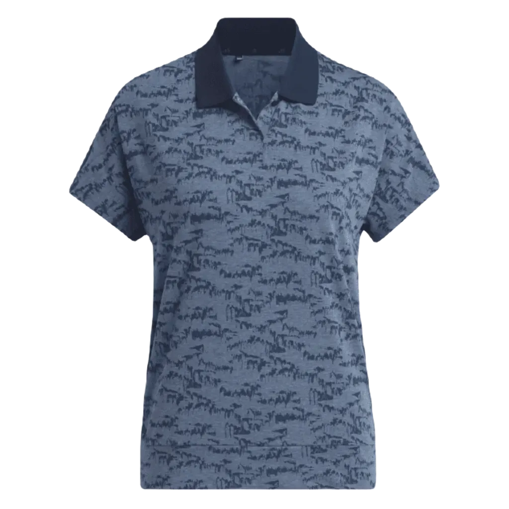 Adidas Ladies Go-To Printed Golf Polo Shirt - Navy