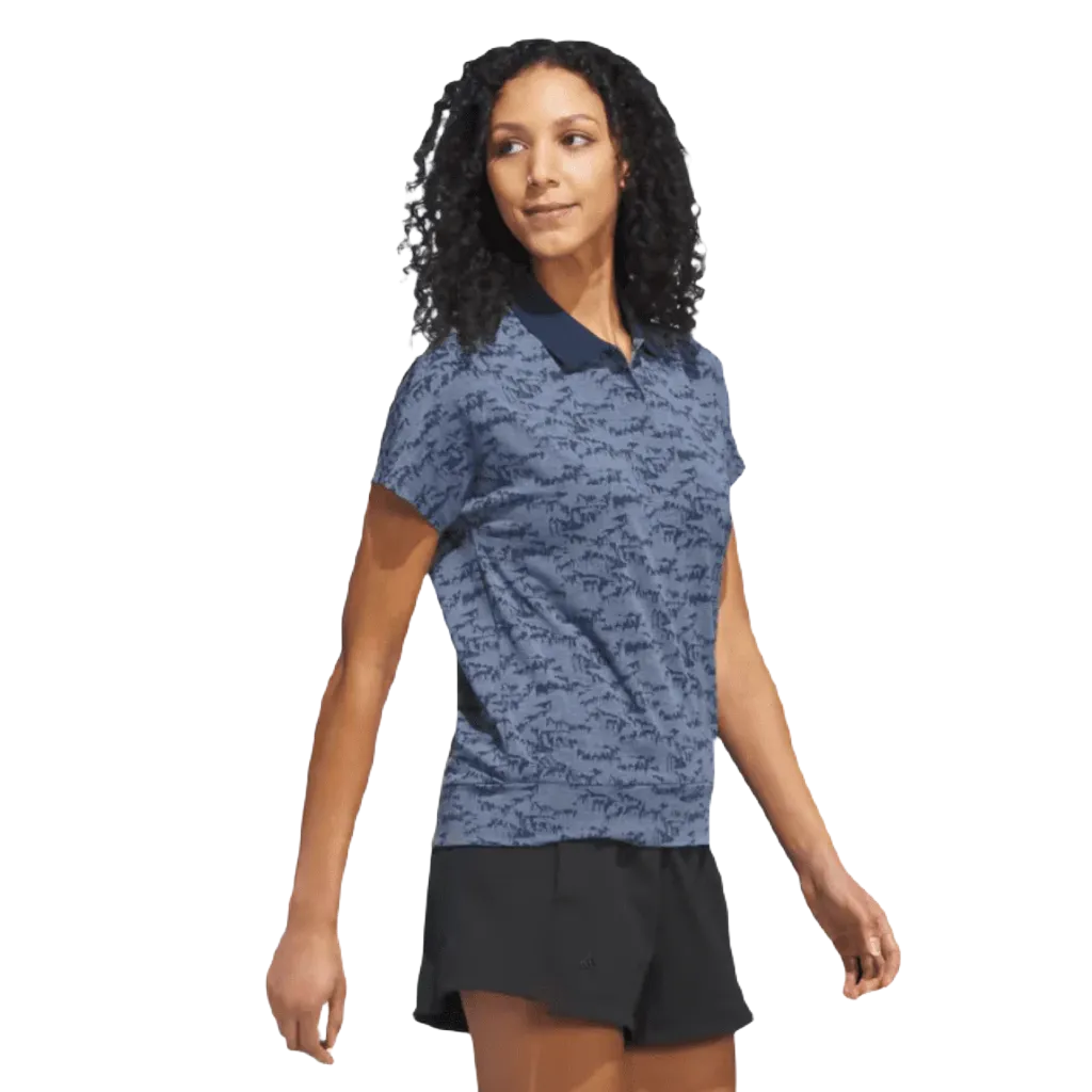 Adidas Ladies Go-To Printed Golf Polo Shirt - Navy