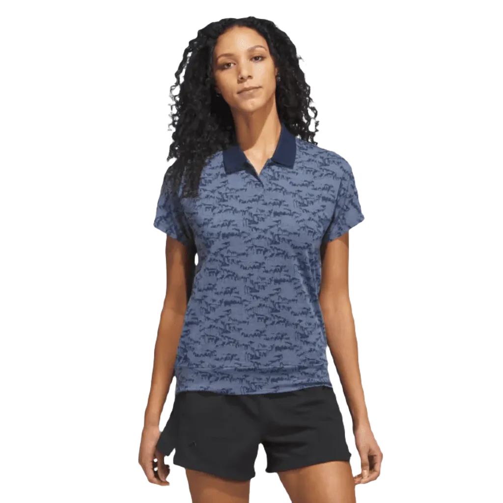 Adidas Ladies Go-To Printed Golf Polo Shirt - Navy