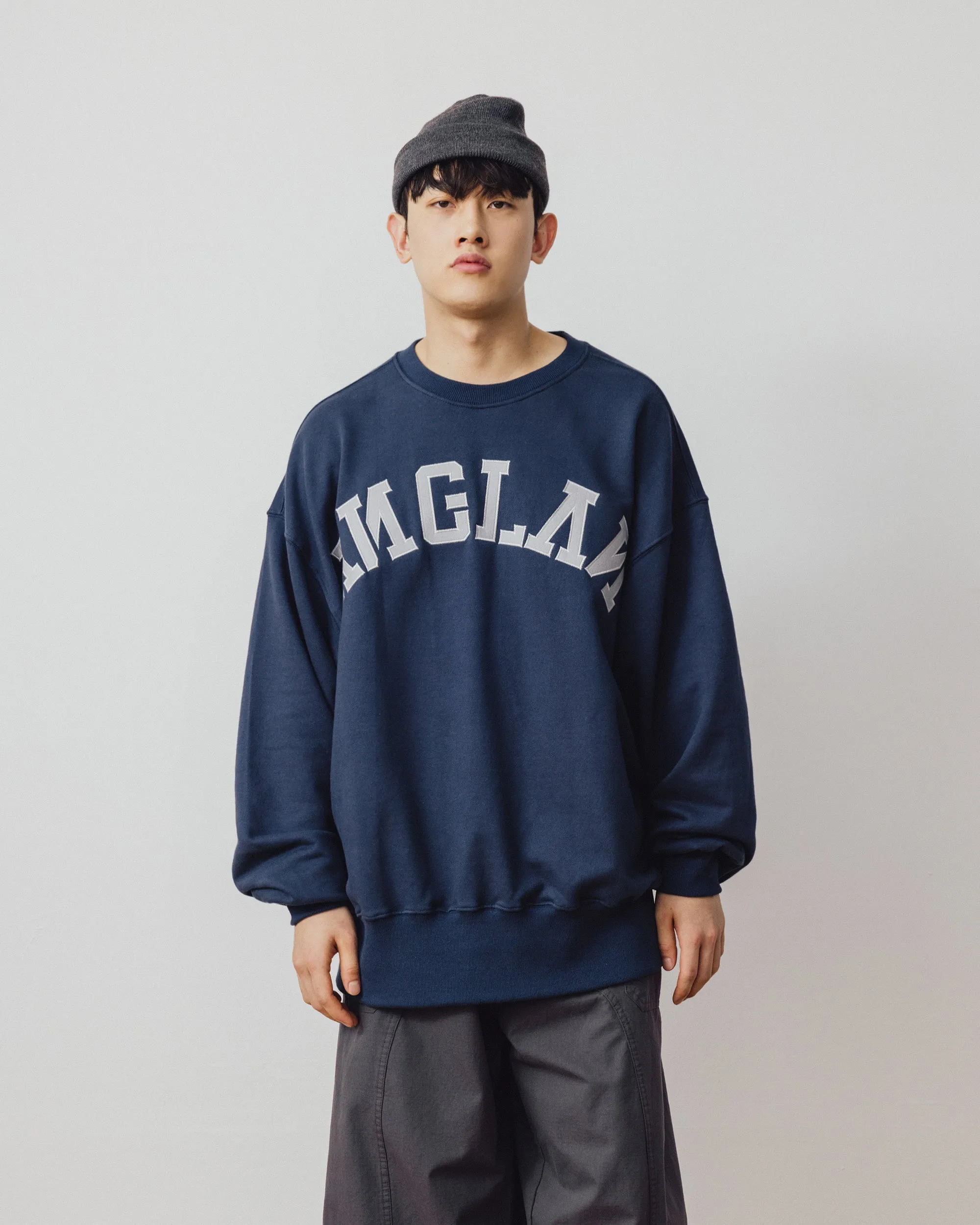 APPLIQUE BIG LOGO SWEAT SHIRT - DEEP BLUE