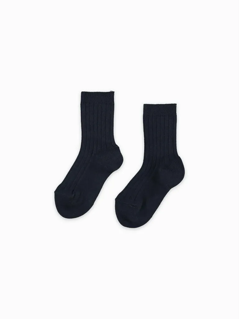 baby navy ribbed short socks