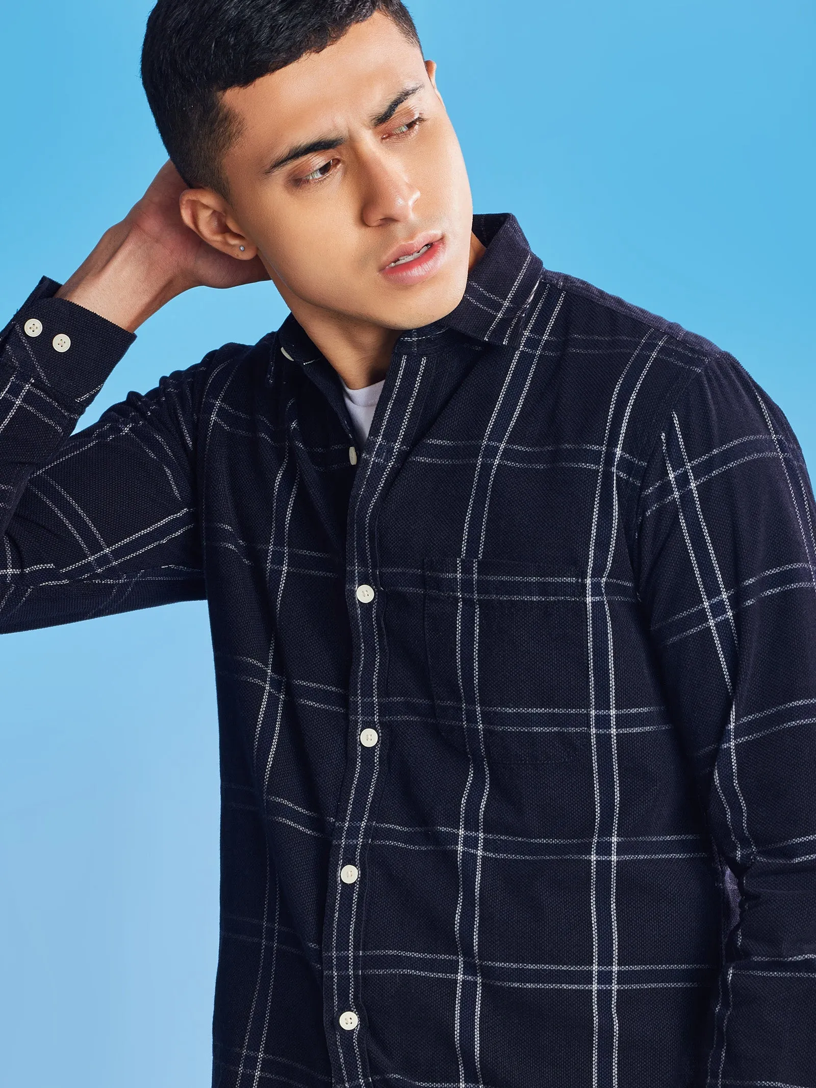 Black Corduroy Checked Shirt