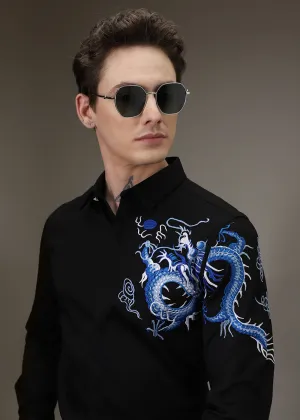 Black Dragon Embroidery Shirt