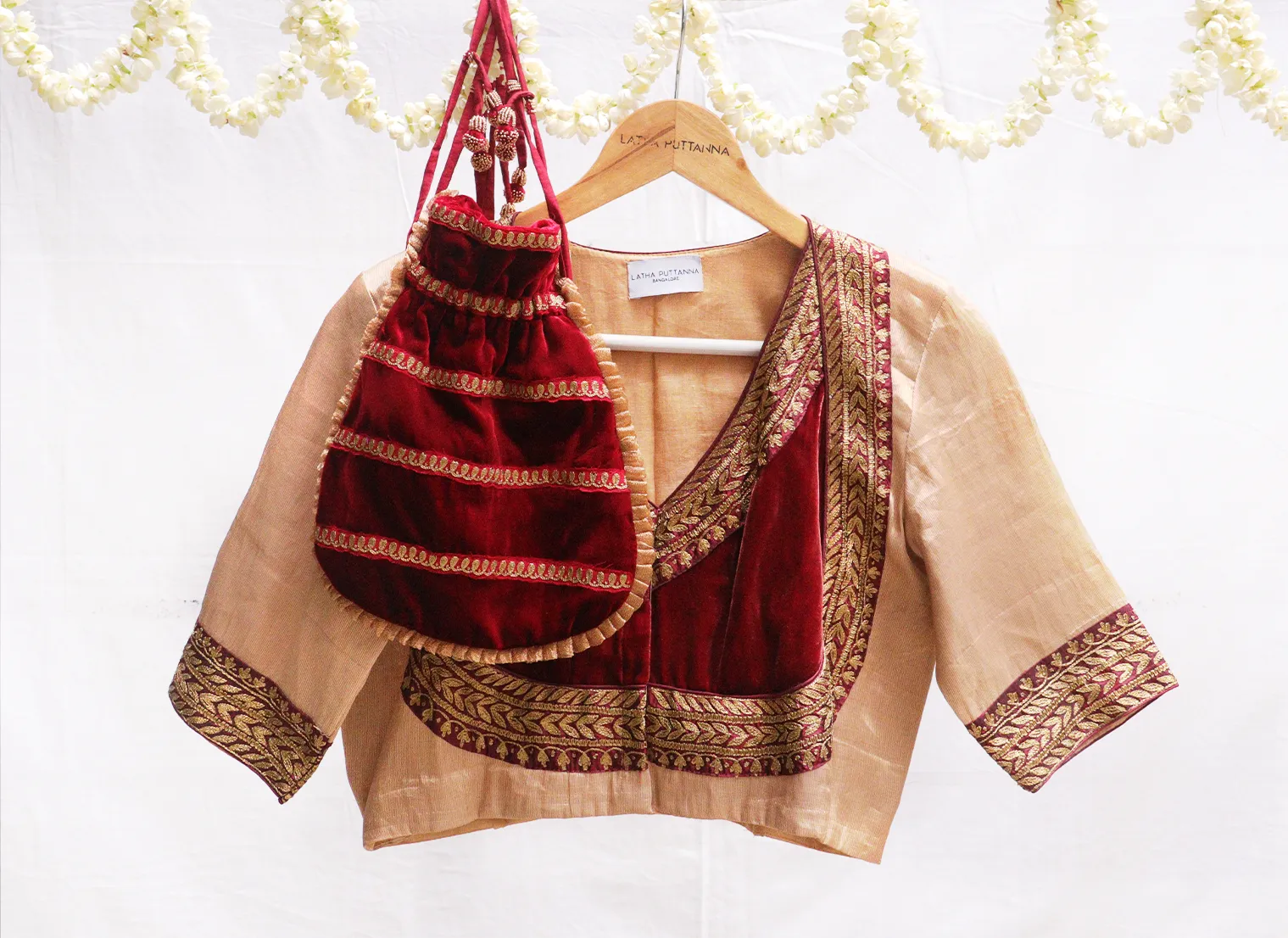 Blonde gold,Kanjeevaram tissue,Hand Embroidery blouse