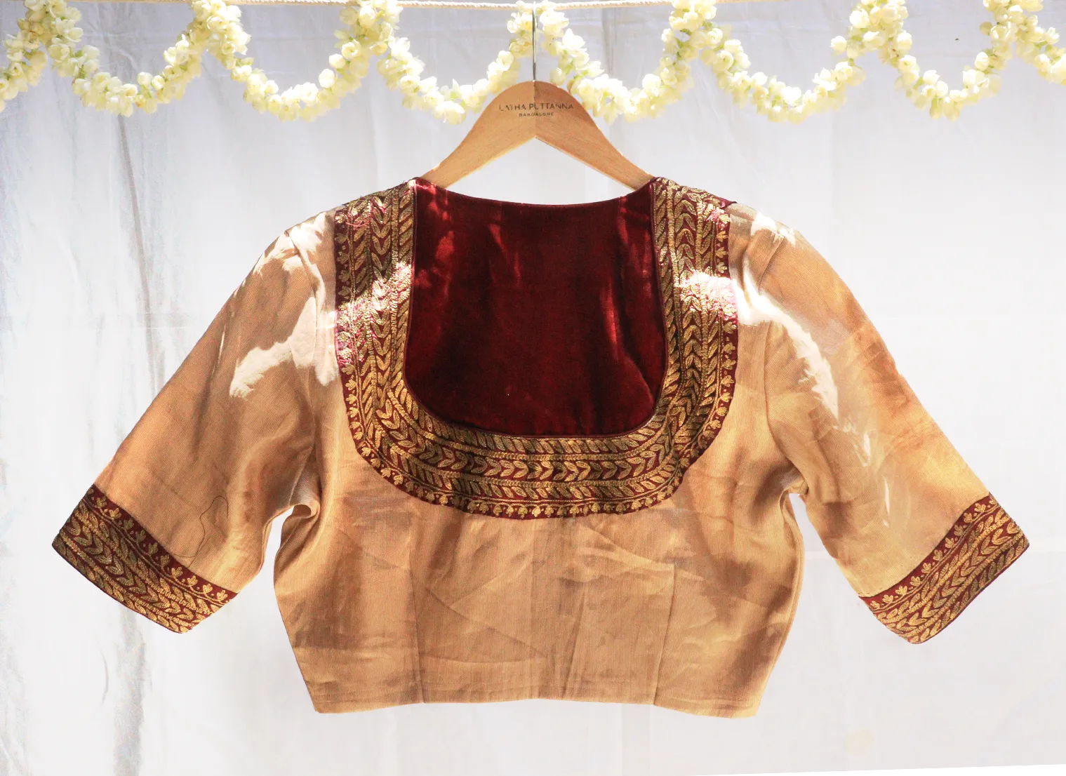 Blonde gold,Kanjeevaram tissue,Hand Embroidery blouse