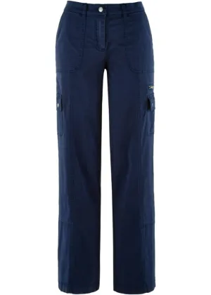 Bpc Bonprix Collection cotton cargo pants with a comfortable waistband, blue