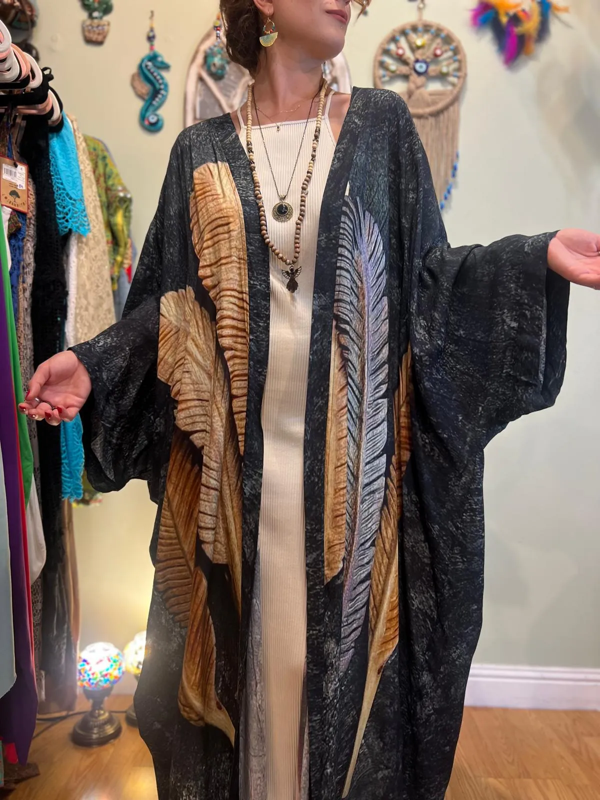 Brown Feather Kaftan