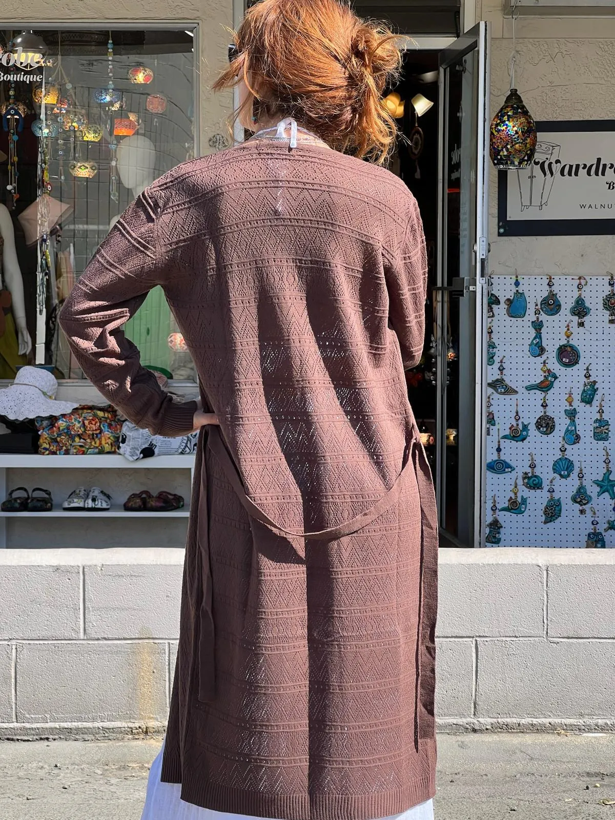 Brown Long Knitwear Jacket