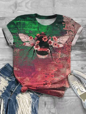 Casual Impression Bee Printed Fashion T-shirt