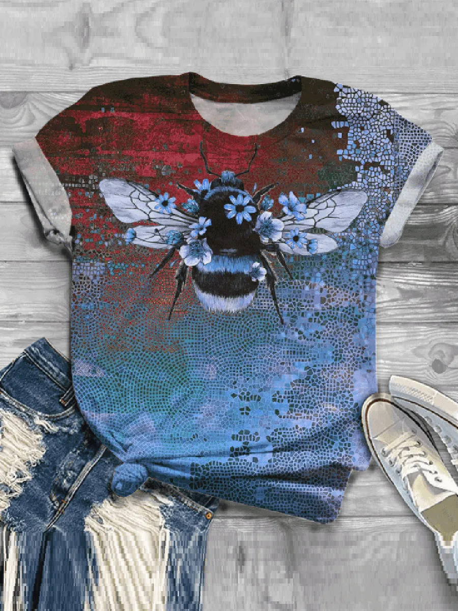 Casual Impression Bee Printed Fashion T-shirt