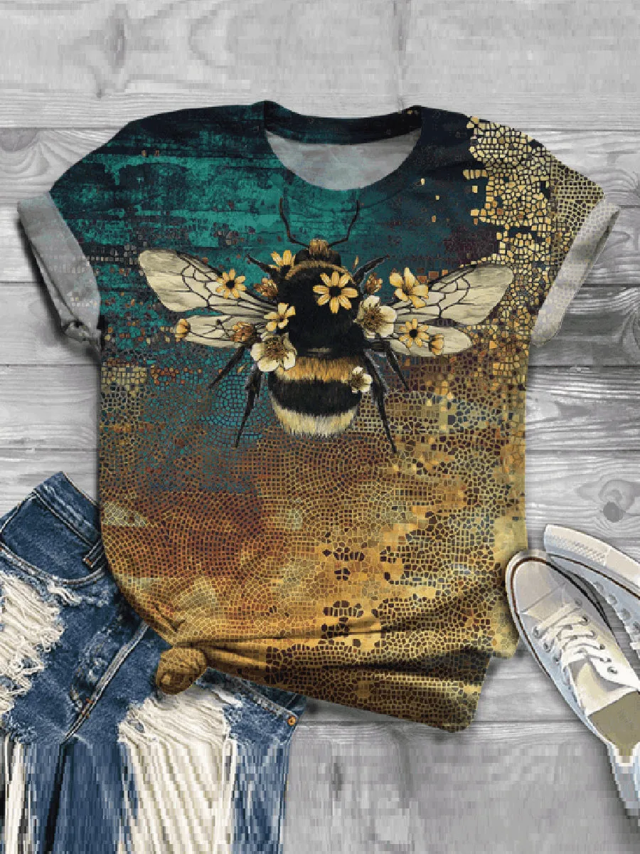 Casual Impression Bee Printed Fashion T-shirt