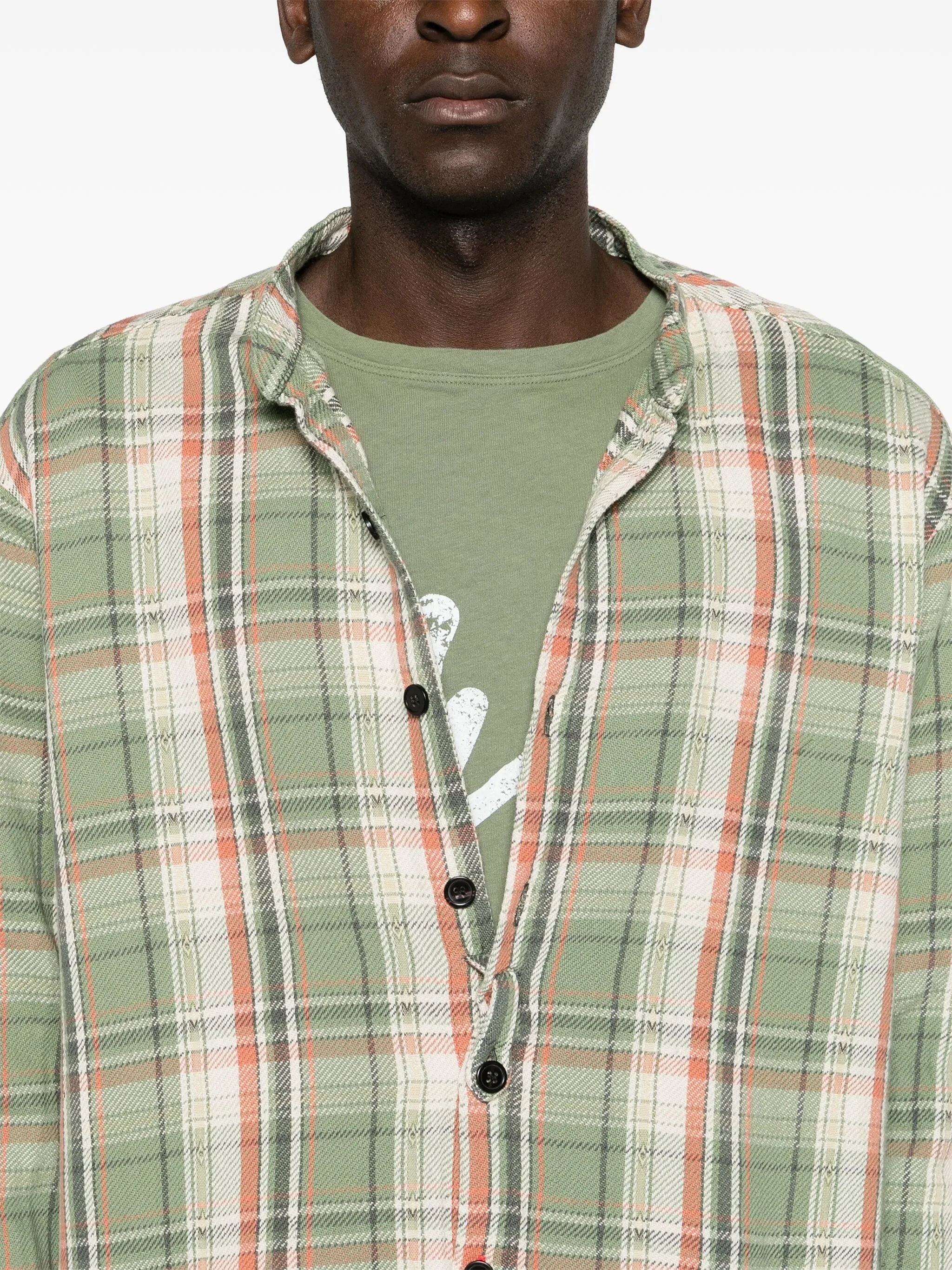 CHECKED PLAID STUDIO PATCHWORK LS SHIRT