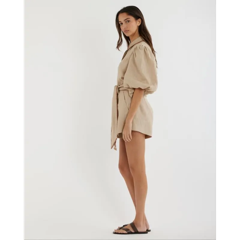 Chloe Stitch Linen Shirt | Sand