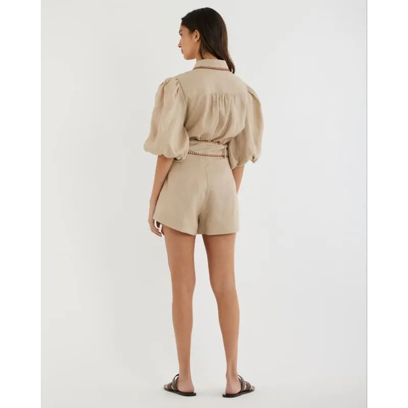 Chloe Stitch Linen Shirt | Sand