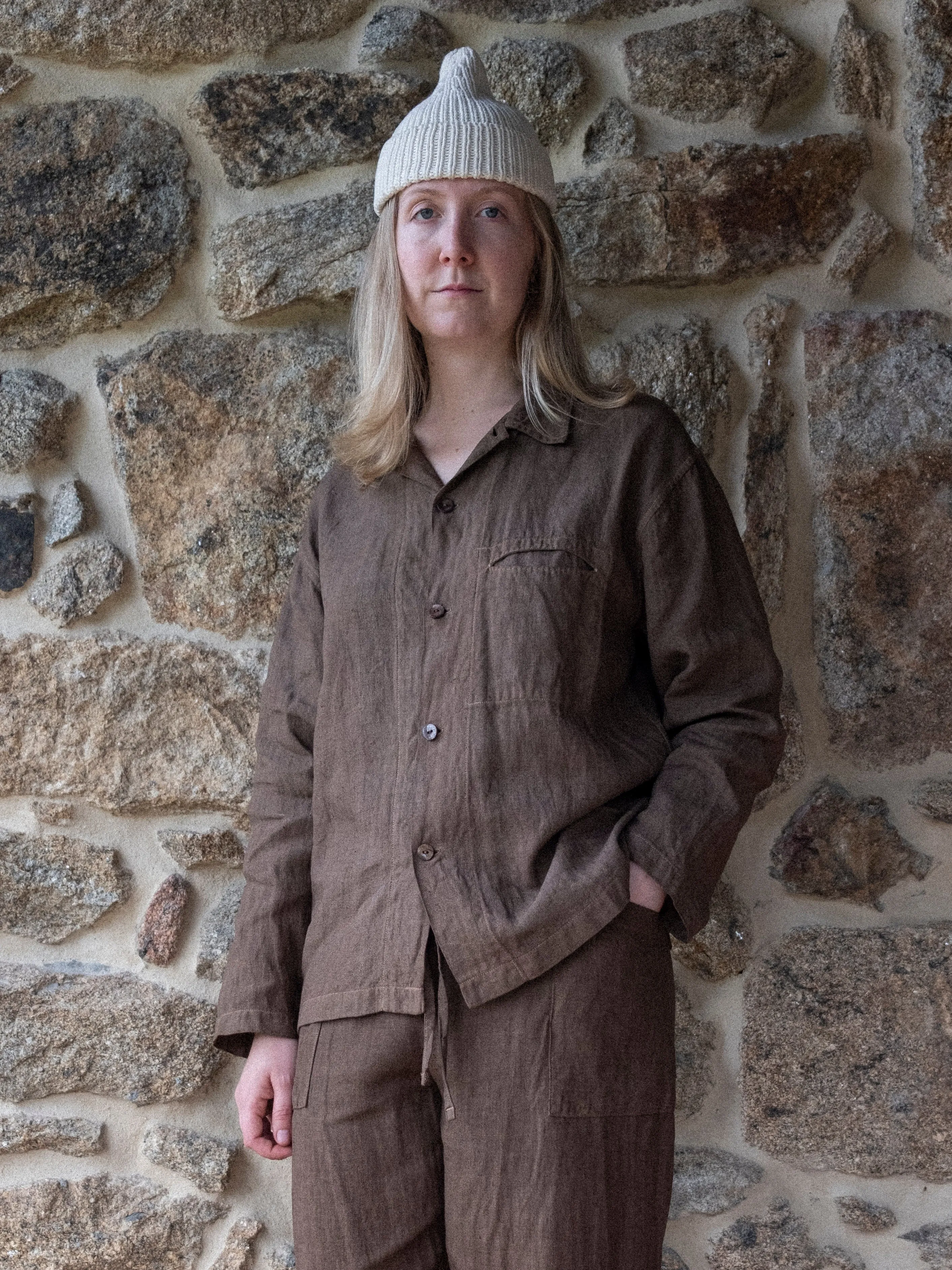 Chocolate Brown Cutch & Iron Hand-Dyed Hemp Long-Sleeve Shirt