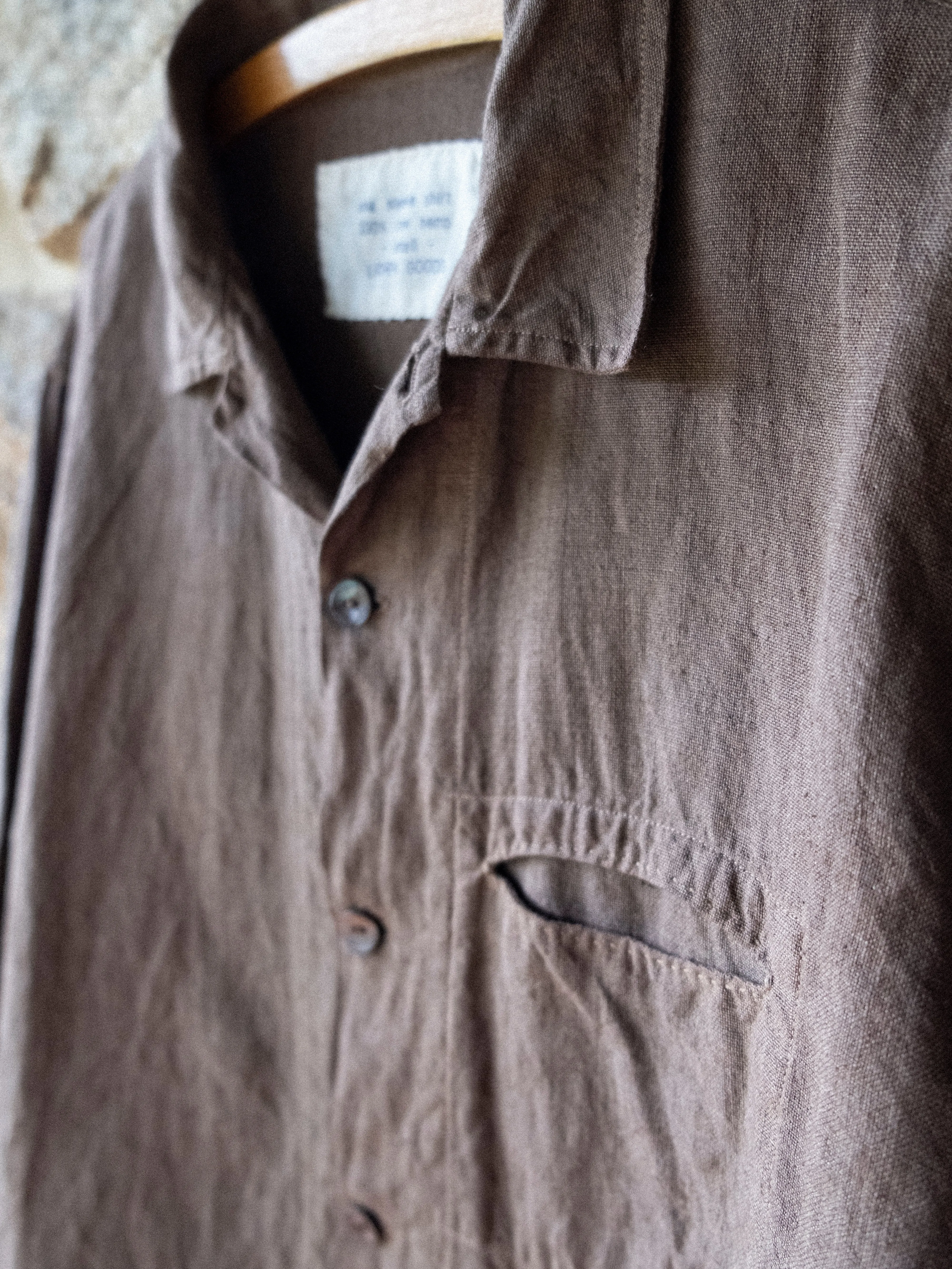 Chocolate Brown Cutch & Iron Hand-Dyed Hemp Long-Sleeve Shirt