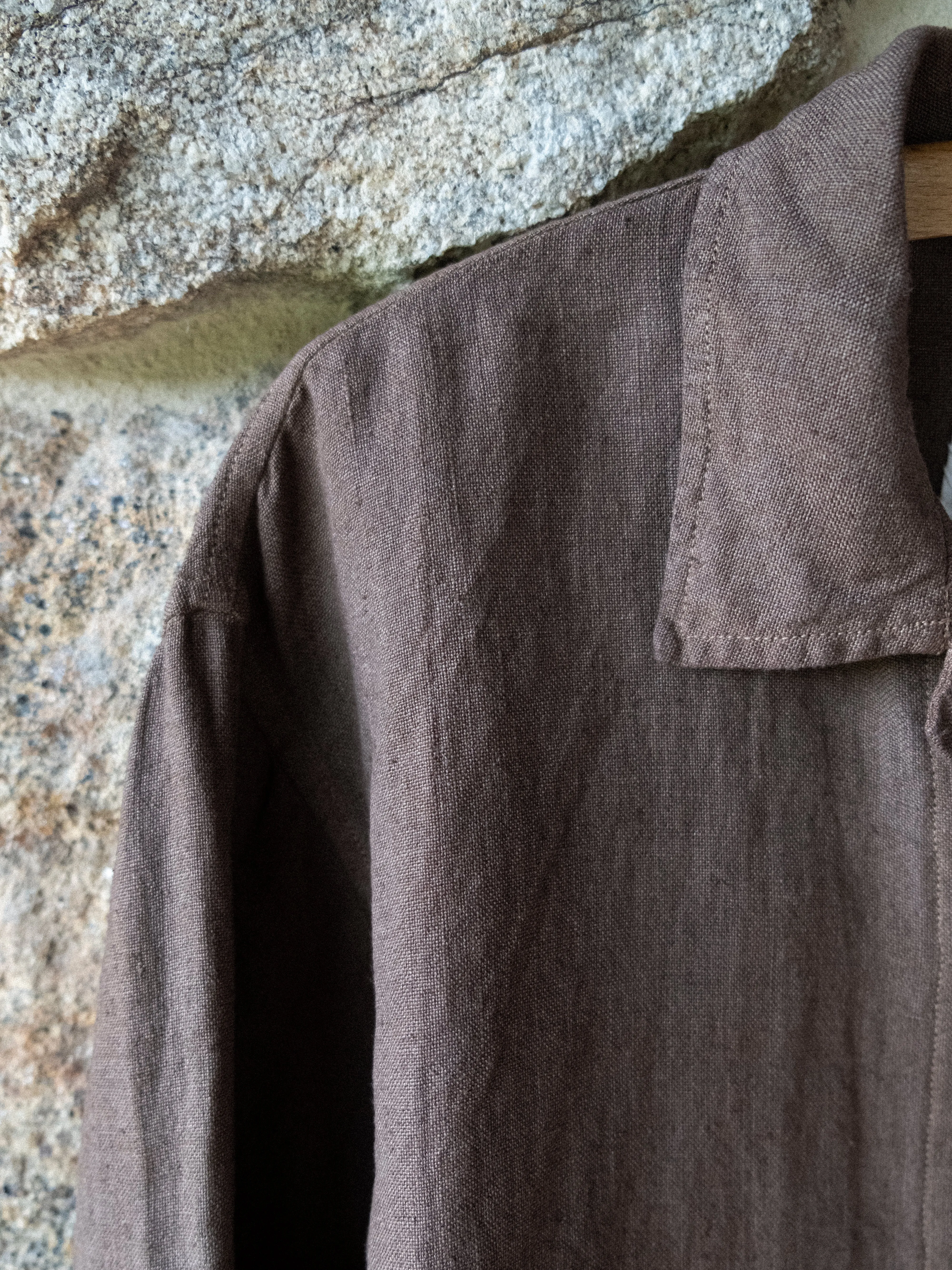 Chocolate Brown Cutch & Iron Hand-Dyed Hemp Long-Sleeve Shirt