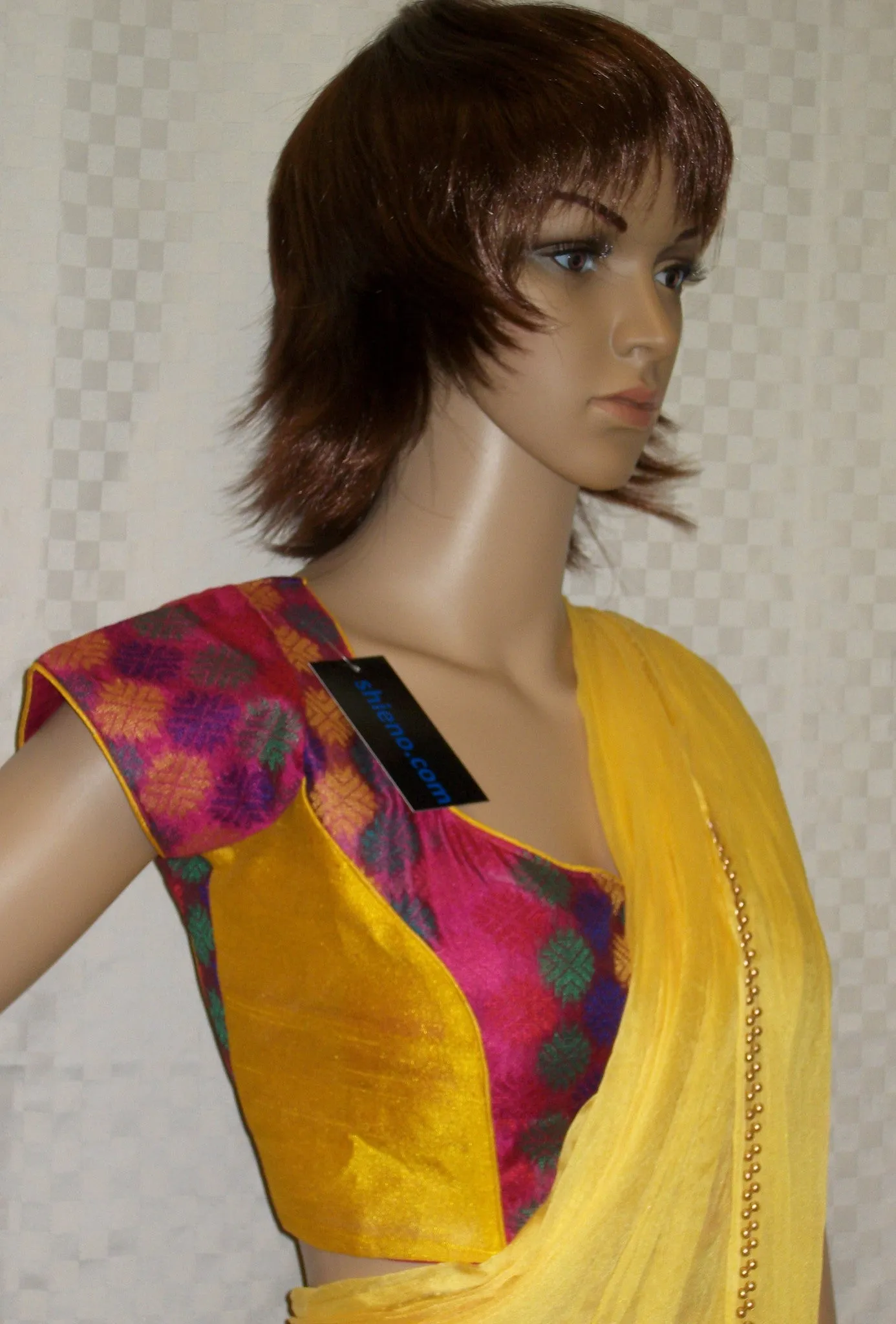 Choli 3420 Pink Yellow Medium Size Choli Saree Blouse Shieno Sarees