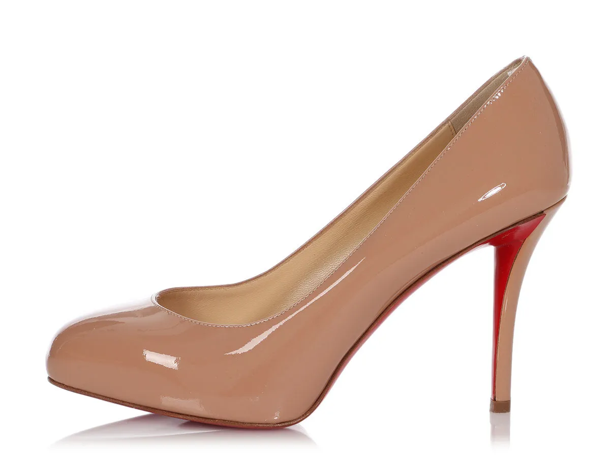 Christian Louboutin Nude Patent Argotik 100 Pumps