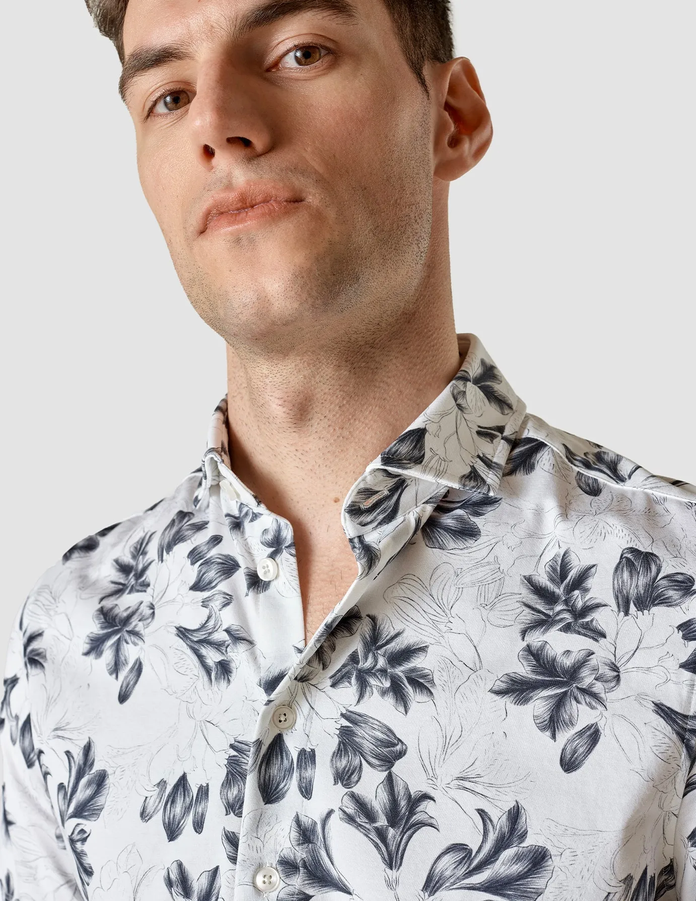 Classic Short Sleeve Shirt Navy Flower