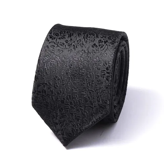 Classy Men Black Rose Silk Skinny Tie