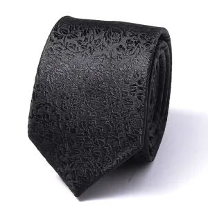 Classy Men Black Rose Silk Skinny Tie