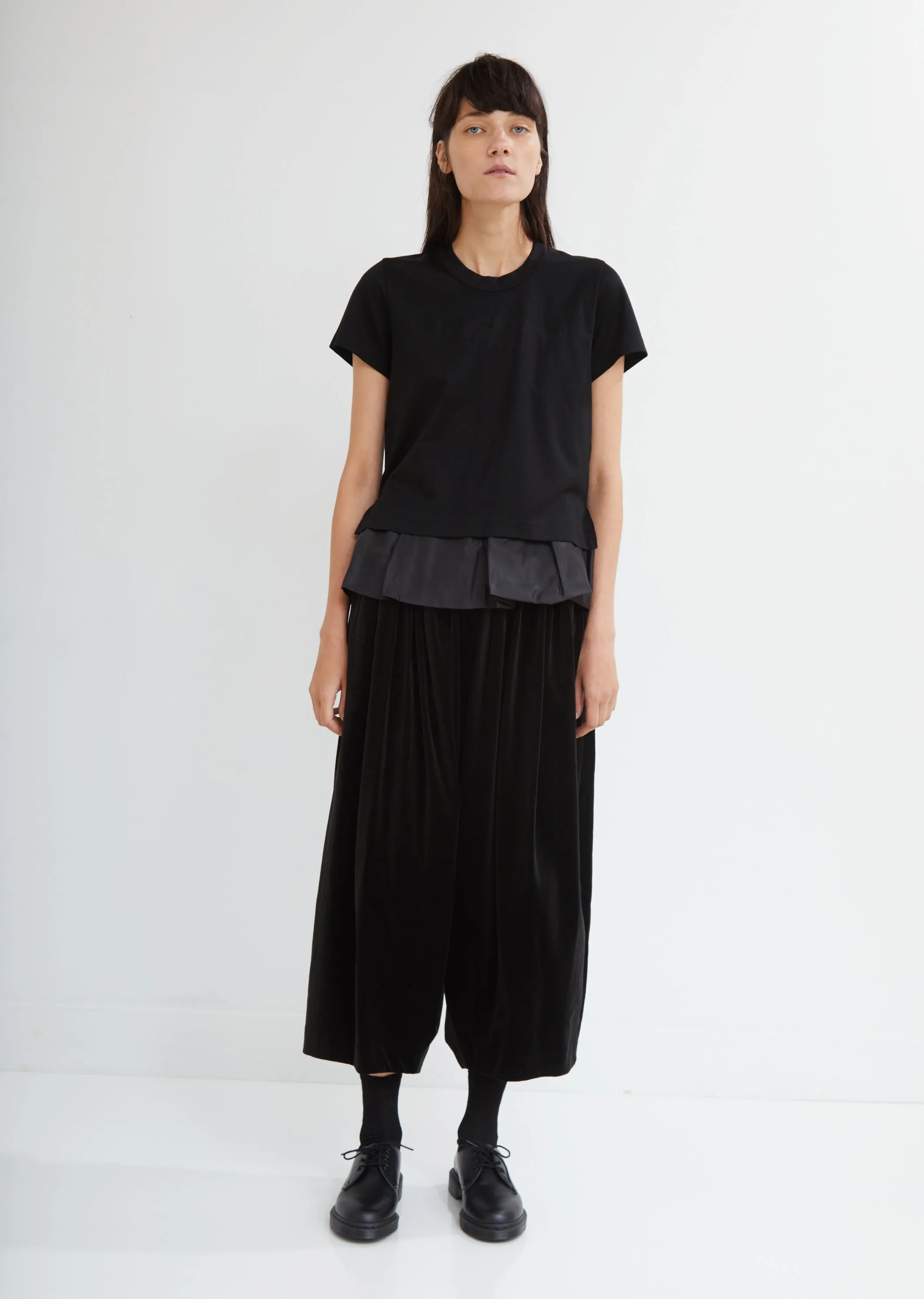 Cotton Ponte Ruffle Hem Tee