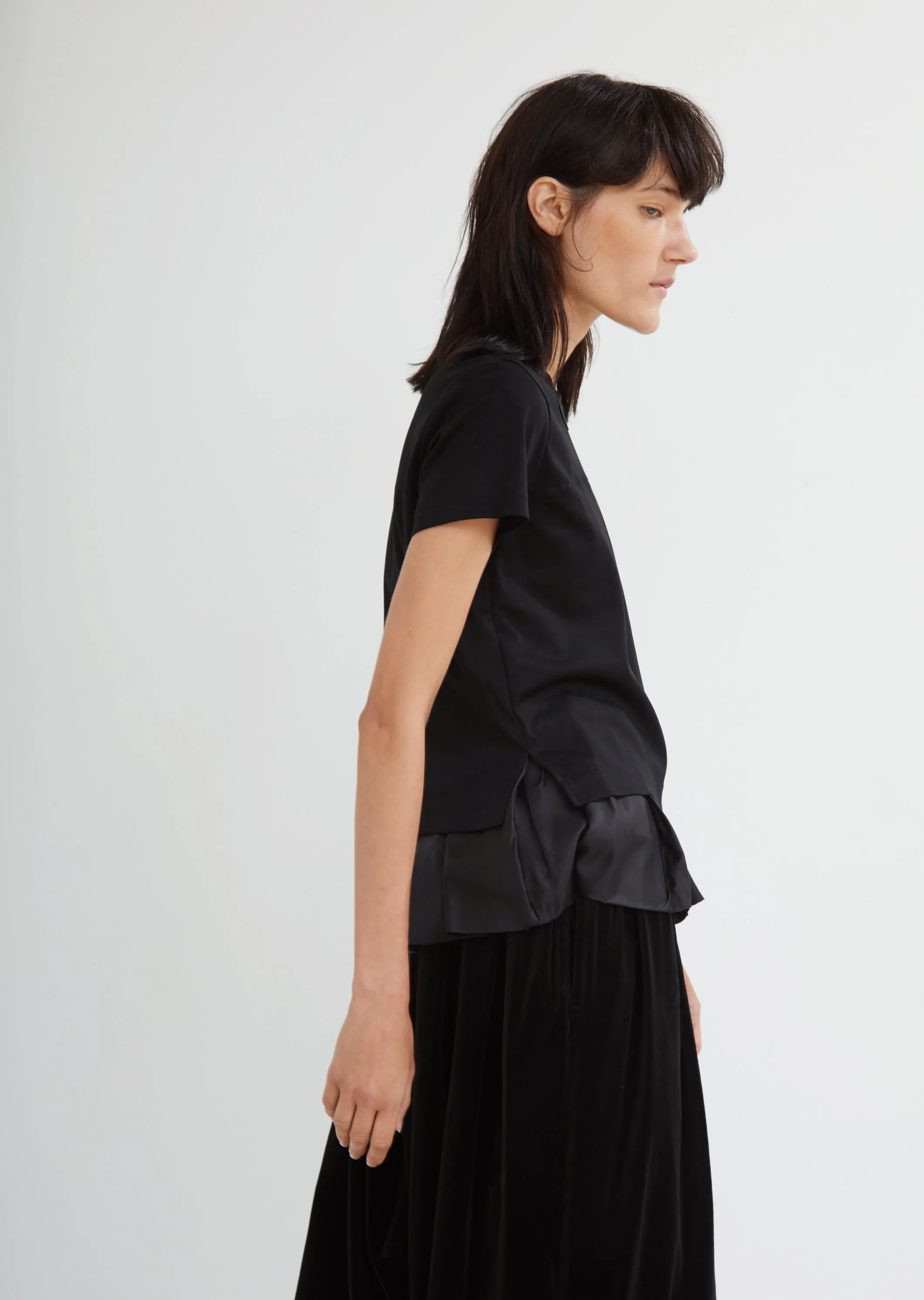 Cotton Ponte Ruffle Hem Tee