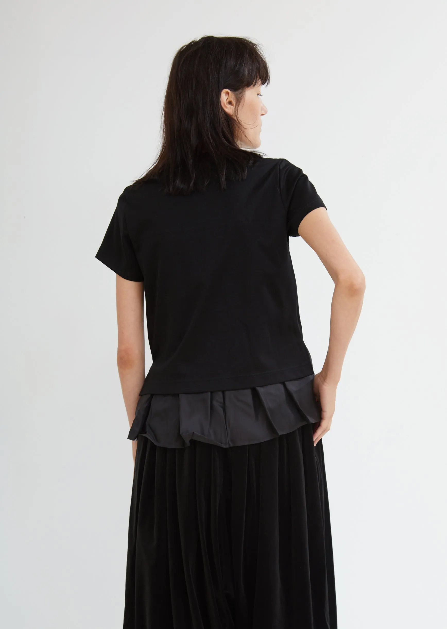 Cotton Ponte Ruffle Hem Tee