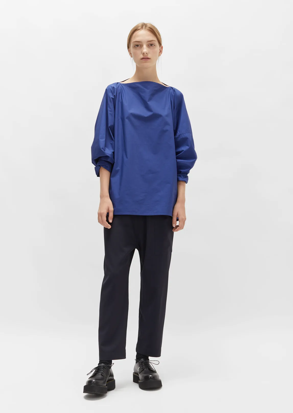 Cotton Poplin Boatneck Blouse