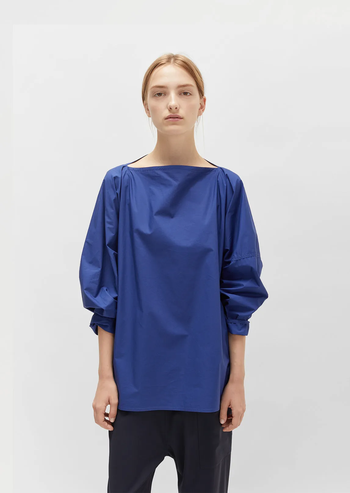 Cotton Poplin Boatneck Blouse