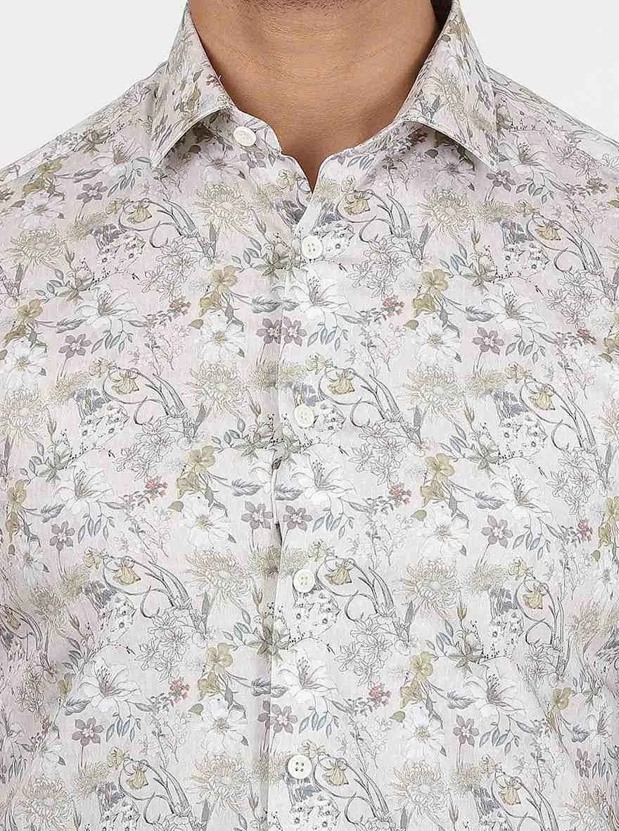 Creams Printed Slim Fit Party Wear Shirt | JB Studio