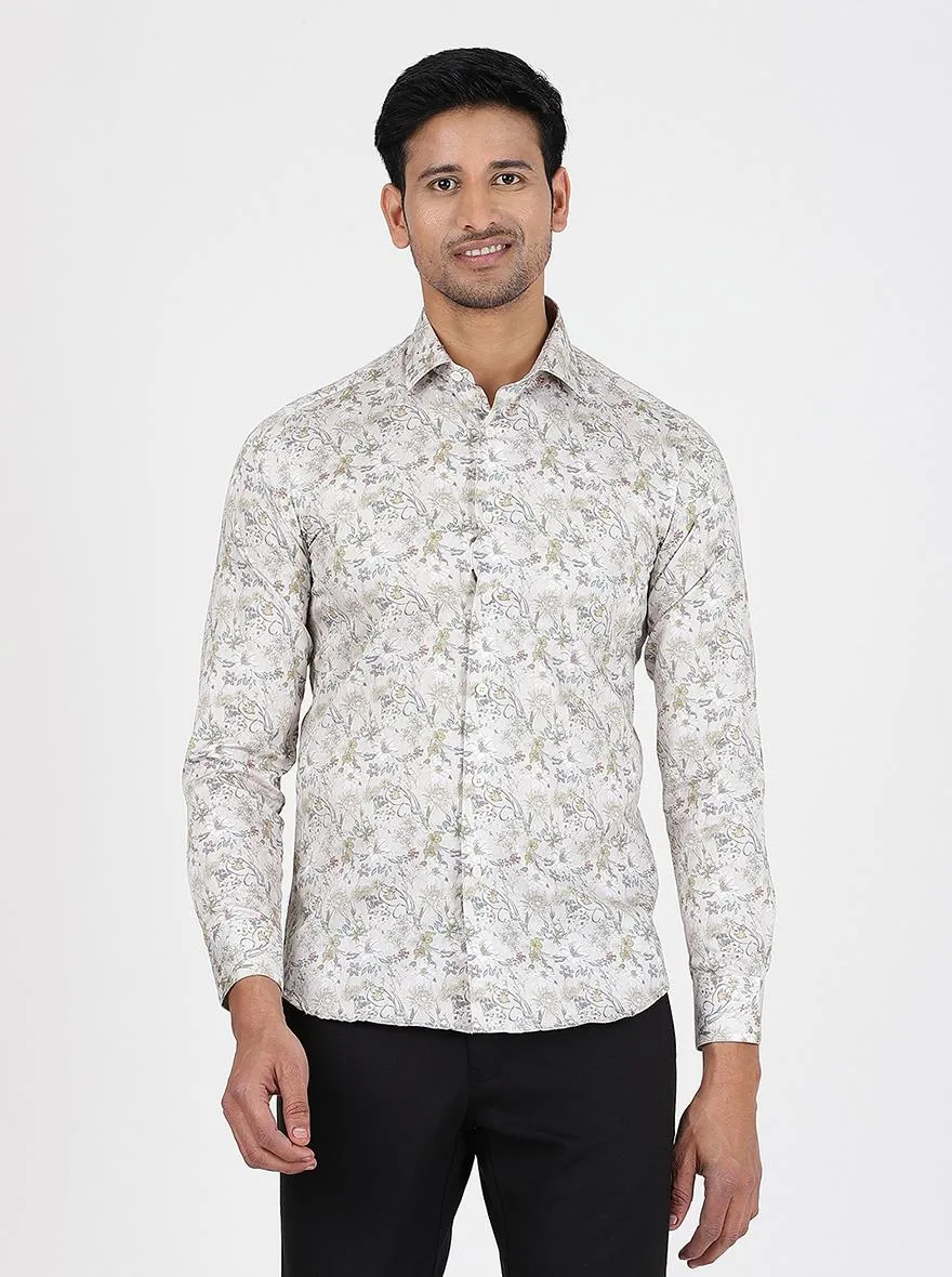 Creams Printed Slim Fit Party Wear Shirt | JB Studio