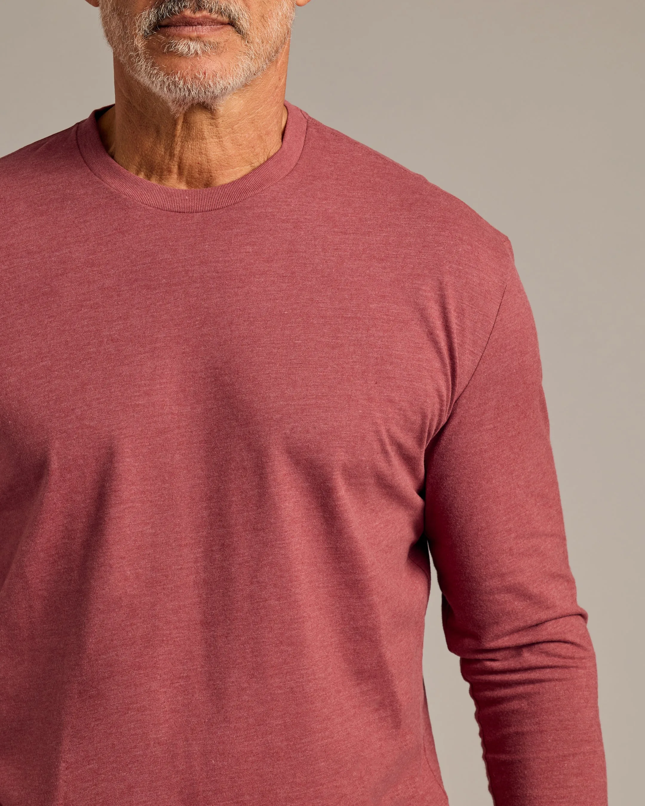 Dark Heather Rustic Apple Long Sleeve Crew Neck Tee