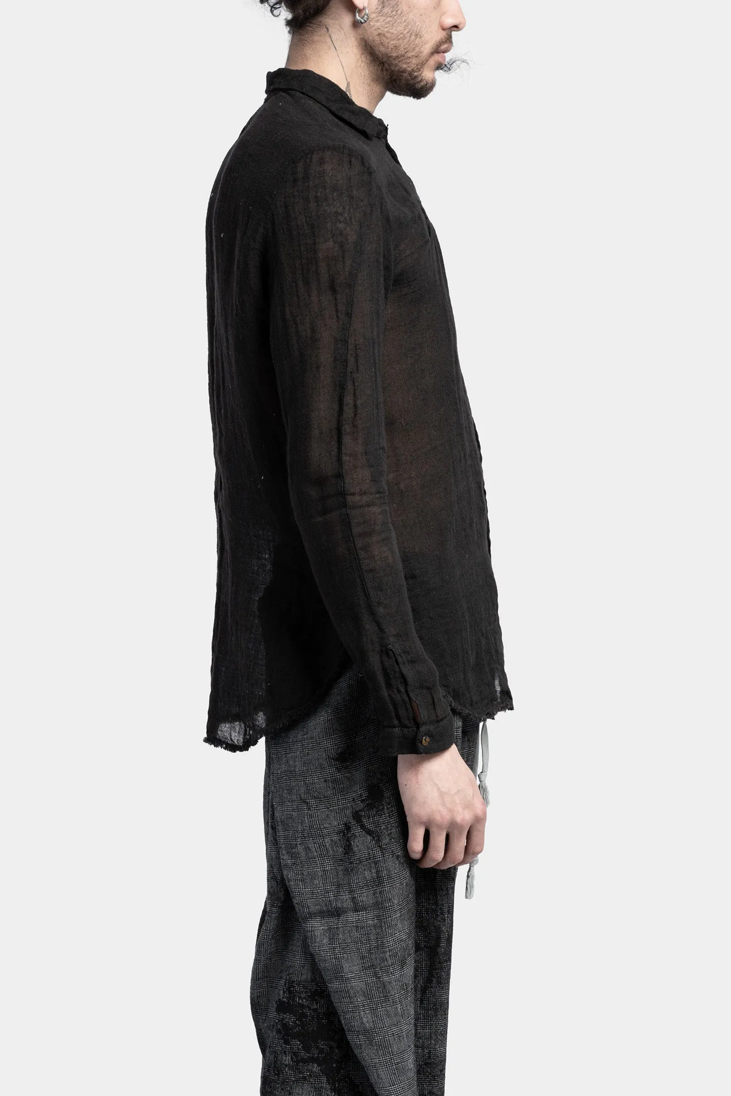 Gauze linen shirt, Black