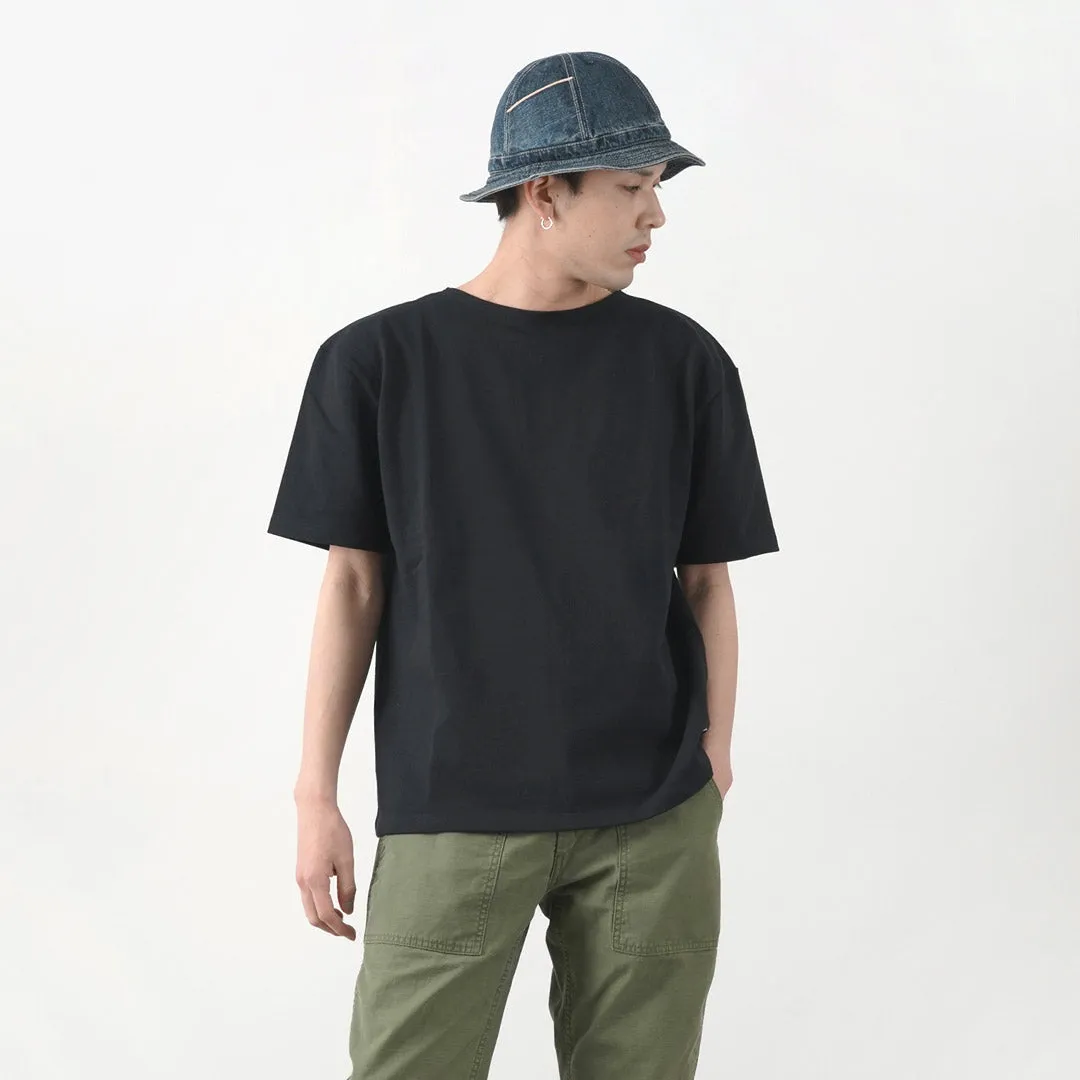 GLACON / Solid colour Boat neck Big shirt