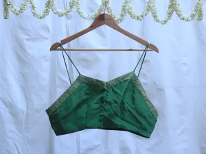 Gorilla green, crepe silk, Embroidery Bralette