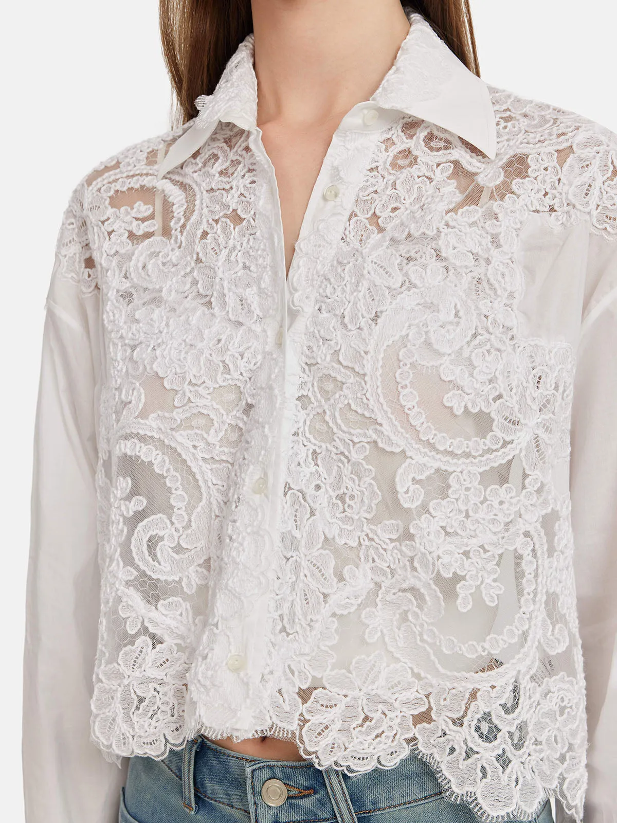 Handcrafted Lace Embroidered Shirt