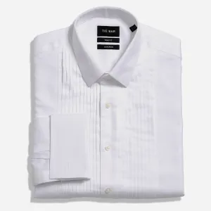 Herringbone Tuxedo White Pleated Bib Dress Shirt