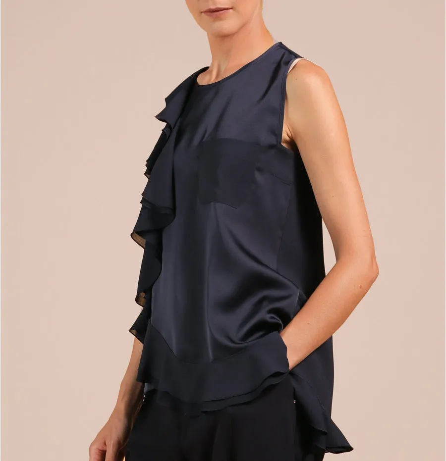 High Coda Navy Ruffle Top