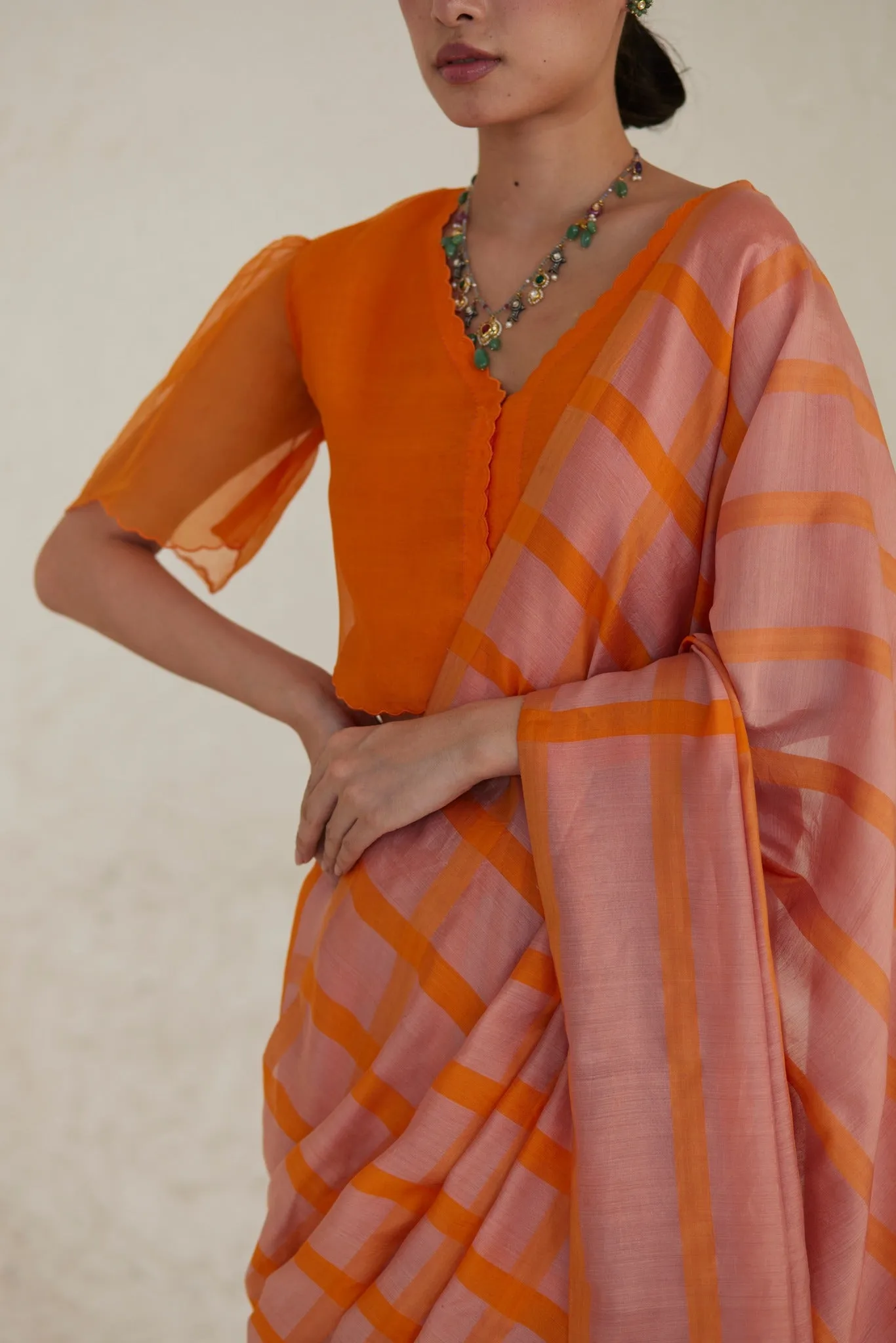 Hopscotch Checks Saree