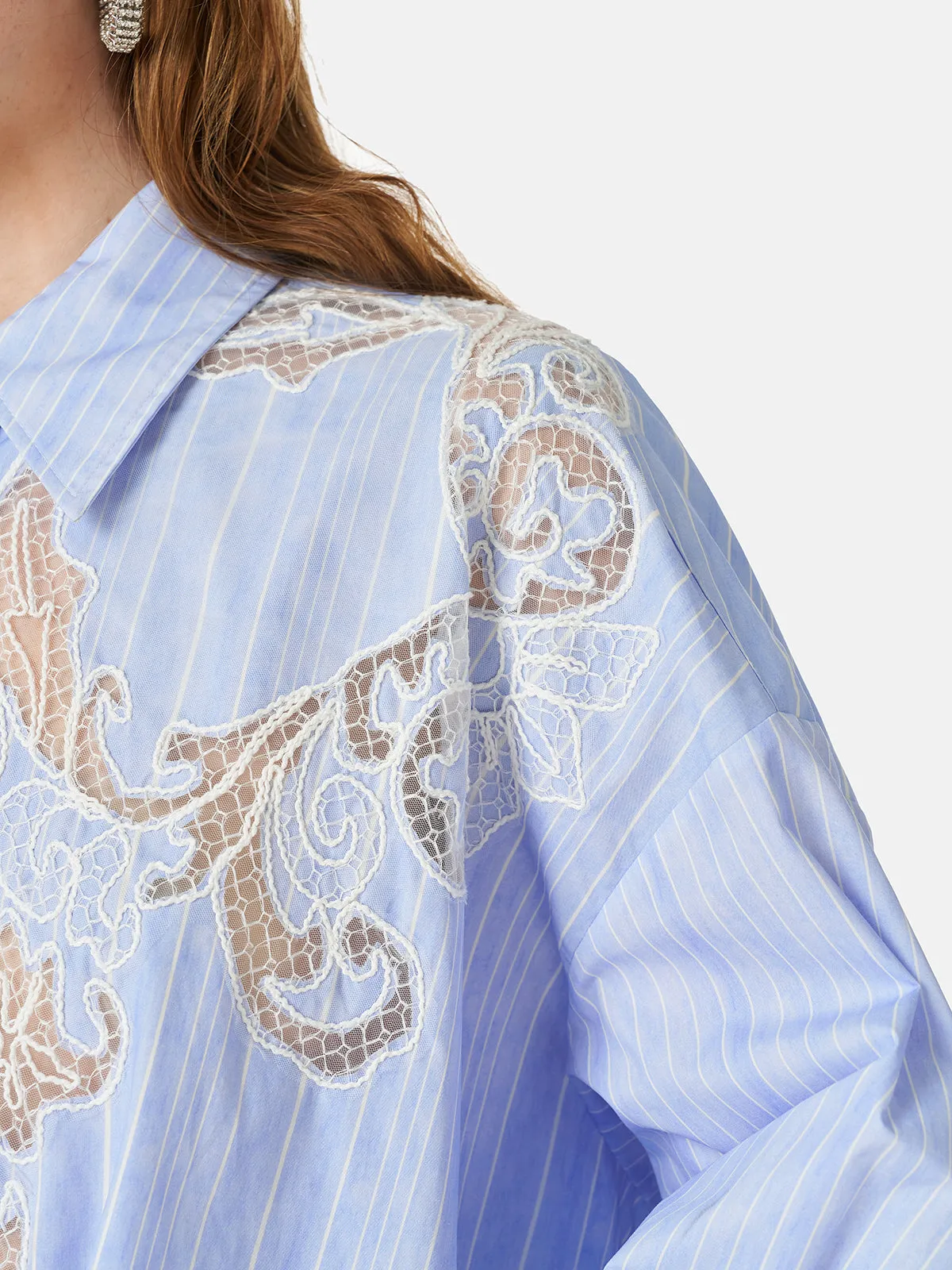 Lace Positioned Embroidered Shirt