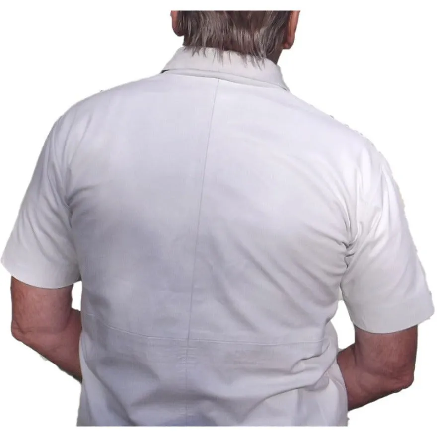 Leather Polo shirt - White Nappa Sheepskin