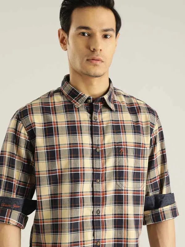 Men Checked Full Sleeve Cotton Blend Shirt