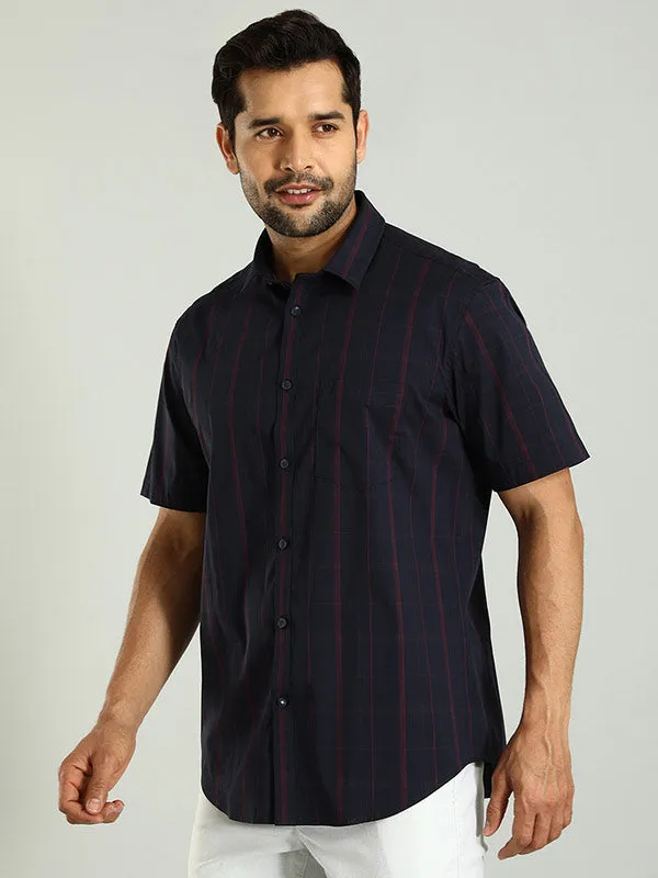 Men Checked Half Sleeve Cotton Blend Shirt