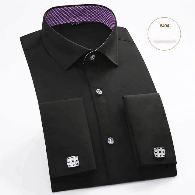 Men French Cufflinks Shirt 2017 New Men's Shirt Long Sleeve Casual Male Brand Shirts Slim Fit French Cuff Dress Shirts For Men